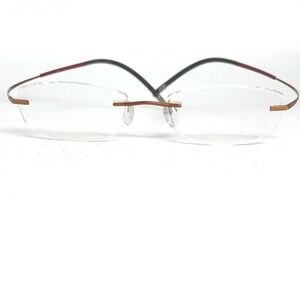 Silhouette Rimless Eyeglasses Frames Titanium Metal Red‎ Temple Modern 21078